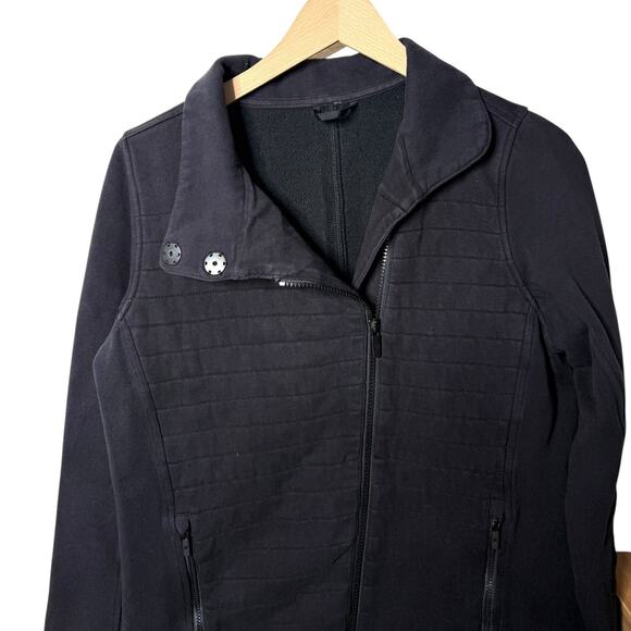 Lululemon Fleece Be True Jacket Asymmetric Up Relaxed Fit Mock Neck Black Size 6 - Picture 3 of 9